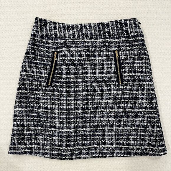 Loft Petite Women’s/Juniors Preppy Light Academia Blue Tweed Mini Skirt 0P - Picture 1 of 6
